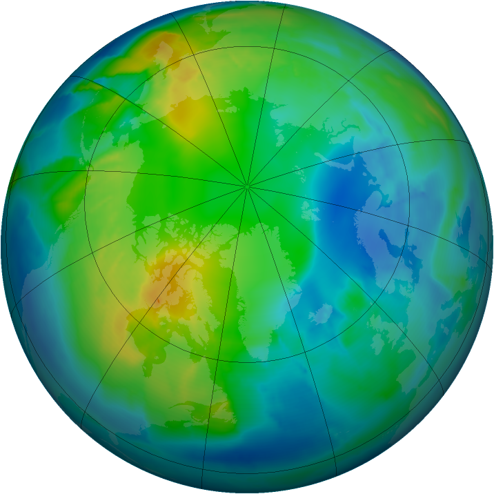 Arctic ozone map for 08 November 2014